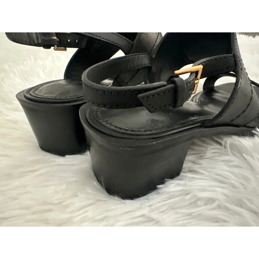 Tory Burch Eleanor Black Block Heel Sandals sz 9‎